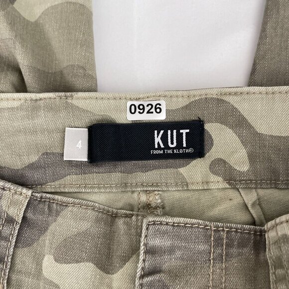 Kut from the Kloth Reese Ankle Straight Leg Pants Camo Print Zipper Hem Women 4 - Picture 9 of 15